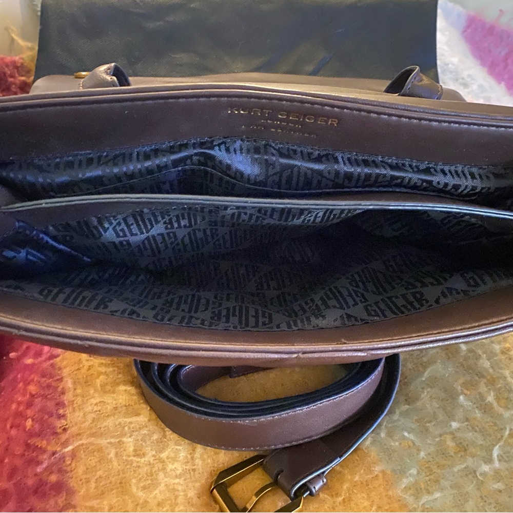 KURT GEIGER LONDON Medium Kensington Soft Quilted Brown Leather Convertible Bag - Picture 7 of 9